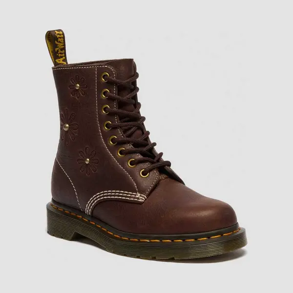 Dr. Martens 1460 Pascal Flower Grizzly Leder Stiefel In Braun, Größe, 42 thumbnail