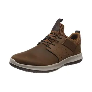 Skechers Herren Delson Axton Sneakers, Dark Brown Leather, 44 Eu