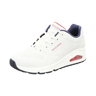 Skechers Women's Uno Stand On Air Sneaker, White Navy Red, 8 Uk