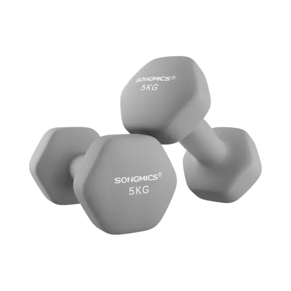 Songmics Dumbbellset Van 2 - 2x5 Kg -in Stijlvol Grijs thumbnail