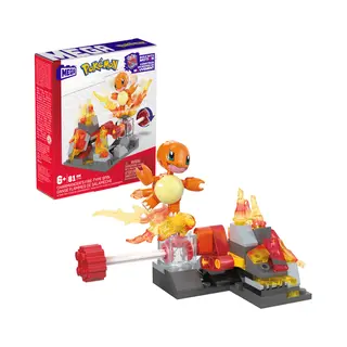 Mega Pokémon Charmander's Fire-Type Spin Building Toy Kit with Figure (81 Pieces) for Kids