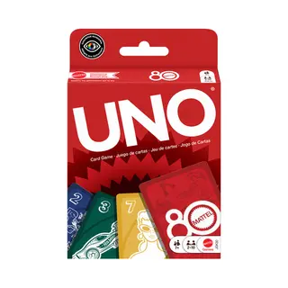 Games Uno Mattel 80th Ruby Red Card Game for Kids & Family Night