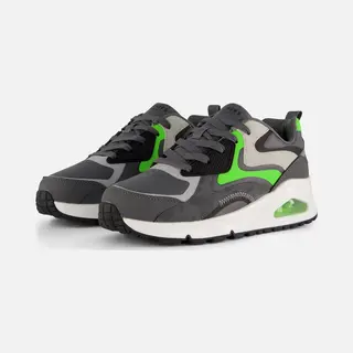 Skechers Boy's Uno Gen1 Color Surge Sneakers, Charcoal Synthetic/ Green & Gray Trim, 13.5 Uk Child