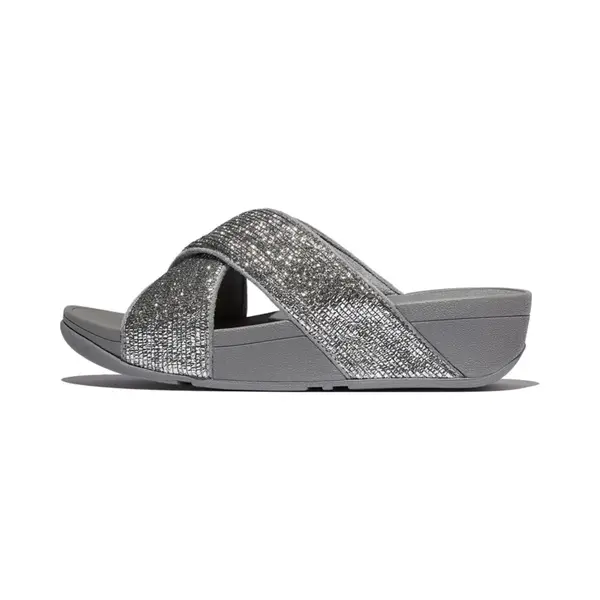 Fitflop Lulu Crinkled-Shimmer Cross Slides thumbnail