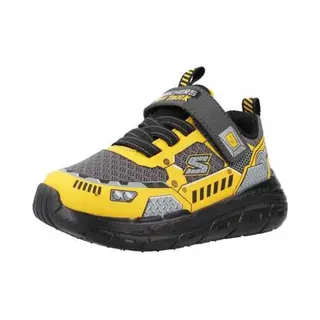 Skechers Baby Boy's Skech Tracks Sneakers, Charcoal Synthetic/Textile/Yellow Trim, 4 Uk Child