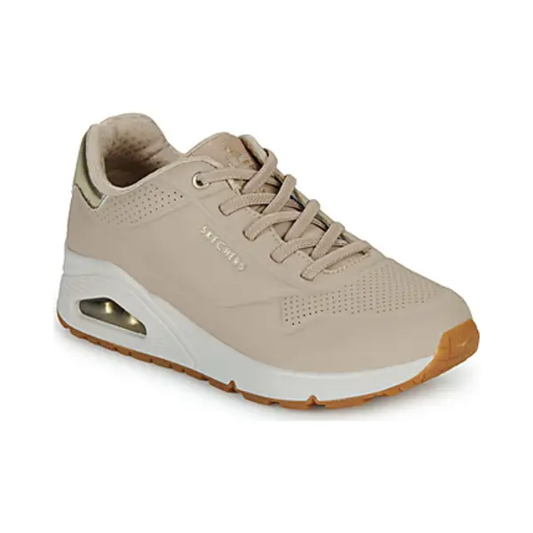 Skechers Women's Uno Shimmer Away Sneaker, Nude Durabuck/Rosegold Duraleather/Mesh Tri, 3 Uk thumbnail