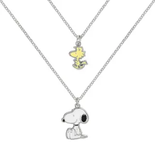 Peanuts Snoopy & Woodstock 2er Set Halskette Silberfarben