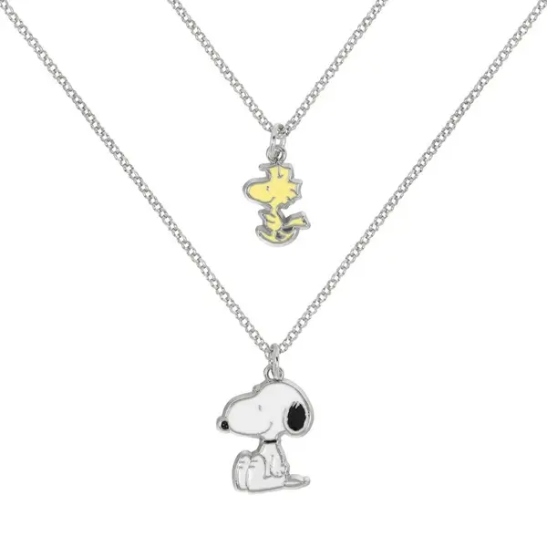 Peanuts Snoopy & Woodstock 2er Set Halskette Silberfarben thumbnail