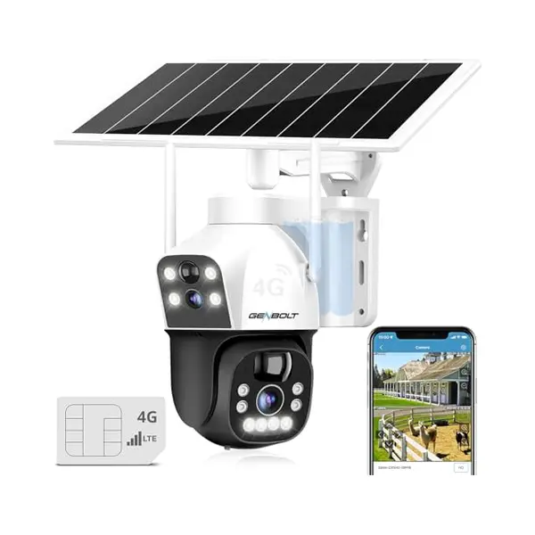 Genbolt 4G Solar Beveiligingscamera Buiten 3MP+3MP Simkaart Accu 8W 15600mAh Lte thumbnail