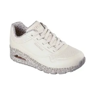 Skechers Damen Uno-Safari Time Sneaker, Weiß/Leopard, 40 Eu
