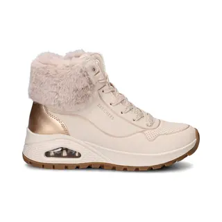Skechers Uno Rugged Herbst Shimmer Stiefeletten Für Damen, Natürliches Durabuck Gold-Metallic-Kunstfell, 41 Eu