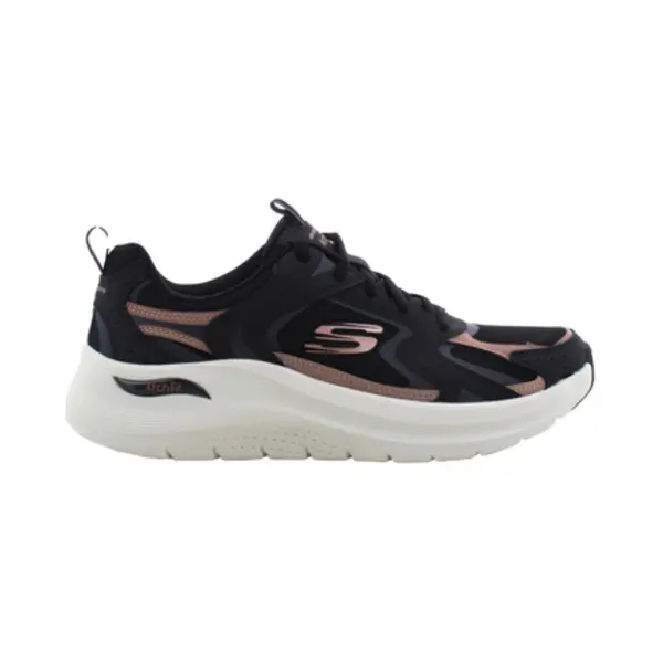 Skechers Women's Arch Fit 2.0 Vintage Luxe Sneaker, Black Leather/Mesh/Rosegold Trim, 3 Uk thumbnail