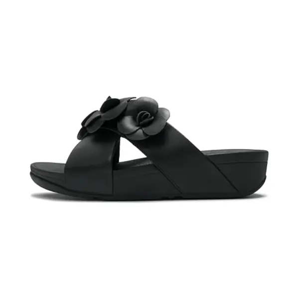 Fitflop Sandales Lulu Flower Cross Slides Pour Femme, Noir, Pointure 38, Noir, 38 Eu thumbnail
