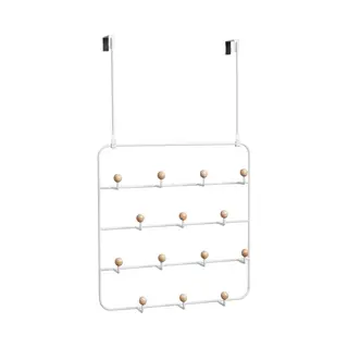 Umbra Estique Over The Door Coat Rack & Multi-Use Organizer, For Coats, Bags, Hats & More, White/Natural