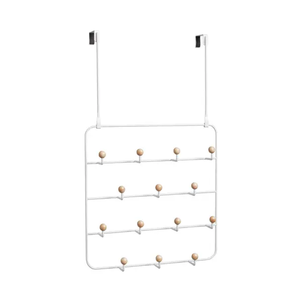 Umbra Estique Over The Door Coat Rack & Multi-Use Organizer, For Coats, Bags, Hats & More, White/Natural thumbnail