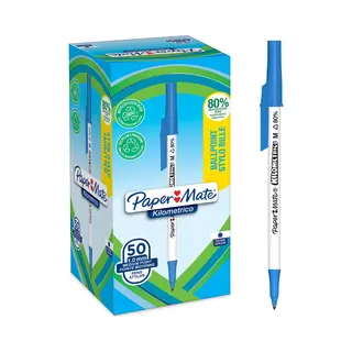 Paper Mate Kilometrico Kugelschreiber | Lange Schreibdauer Mit Mittlerer Spitze (1, 0 Mm) | Blaue Tinte | 80% Recyceltes Plastik | 50 Stück