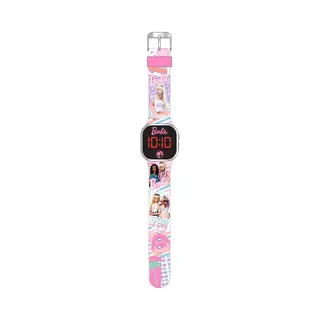 Accutime, Horloge, Led Kinderklok Barbie (roze), Digitale Klok Met Led Display Voor Tijd En Datum, Zacht Acryl, Roze, (Digitaal Horloge, 38 mm)