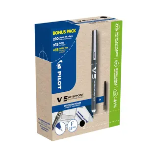 Pilot Tintenroller V5 Hi-Tecpoint, Schwarz, Bonuspack