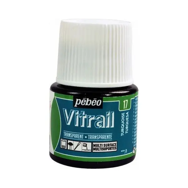 Pebeo Vitrail Stained Glass Effect Glass Paint 45-Milliliter Bottle, Turquoise, Turquoise, Blue thumbnail