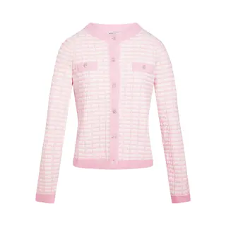 Morgan Gebreid Vest Lichtroze / Wit