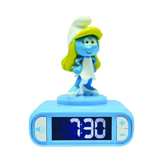 Lexibook Smurfen, Wekker Met Nachtlampje, Geluiden En Melodieën, Lcd-display Met Achtergrondverlichting, Helder, Snooze, RL800SF