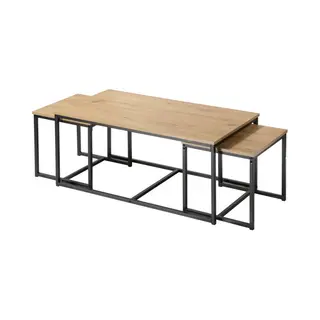 Casâme Calicosy Lenny Salontafels, Uittrekbaar, Industriële Stijl, Ruimtebesparend, Voor Woonkamer, 100 X 50 X 45 Cm + 2 X 40 X 40 X 40 X 40 Cm, 3