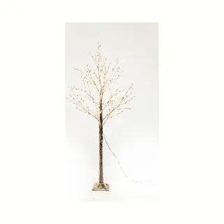 Feeric lights & Christmas Feeric Christmas Lichtboom - Bruin - 150 Cm - 280 Led Lichtjes - Warm Wit - Met Besjes