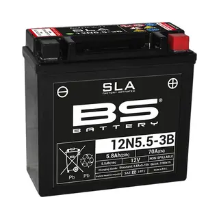 Bs Battery 300840 12N5.5-3B Agm Sla Motorrad Batterie, Schwarz