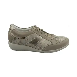 Mobils By Mephisto Josefina Lederen Sneakers Dames Warm Grijs Extra Breed - Maat 40.5