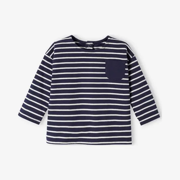 Vertbaudet Gestreept T-shirt Baby Met Lange Mouwen Blauw, Gestreept thumbnail