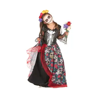 Vegaoo - Dia De Los Muertos Vermomming Met Bloemen Meisjes