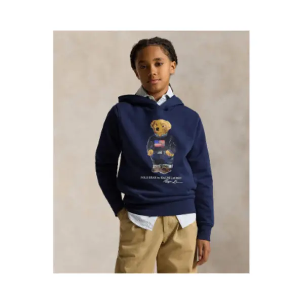 Ralph Lauren Boys Polo Bear Hoodie In Navy thumbnail