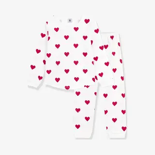Pyjama Voor Kinderen Met Petit Bateau-hartjesprint Wit