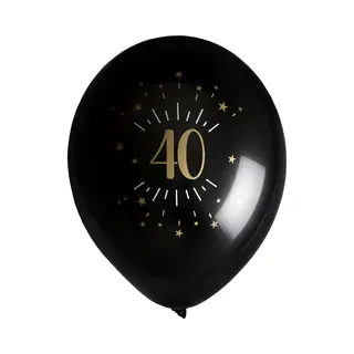 Santex Verjaardag Leeftijd Ballonnen 40 Jaar - 8x Stuks - Zwart/goud - 23 Cm - Feestartikelen