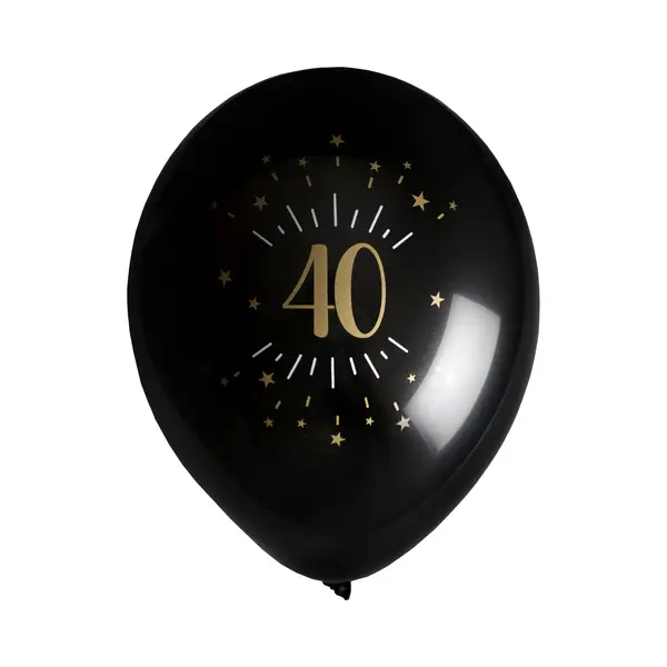 Santex Verjaardag Leeftijd Ballonnen 40 Jaar - 8x Stuks - Zwart/goud - 23 Cm - Feestartikelen thumbnail
