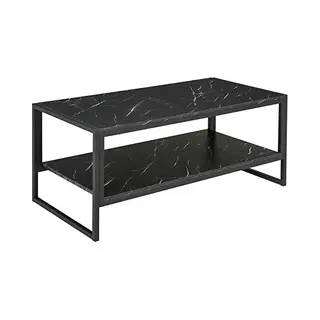 Homcom Moderne Couchtisch Mit 2 Regale 106 X 50 X 47 Cm Schwarz Aosom