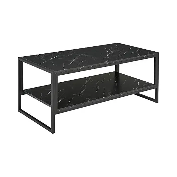 Homcom Moderne Couchtisch Mit 2 Regale 106 X 50 X 47 Cm Schwarz Aosom thumbnail
