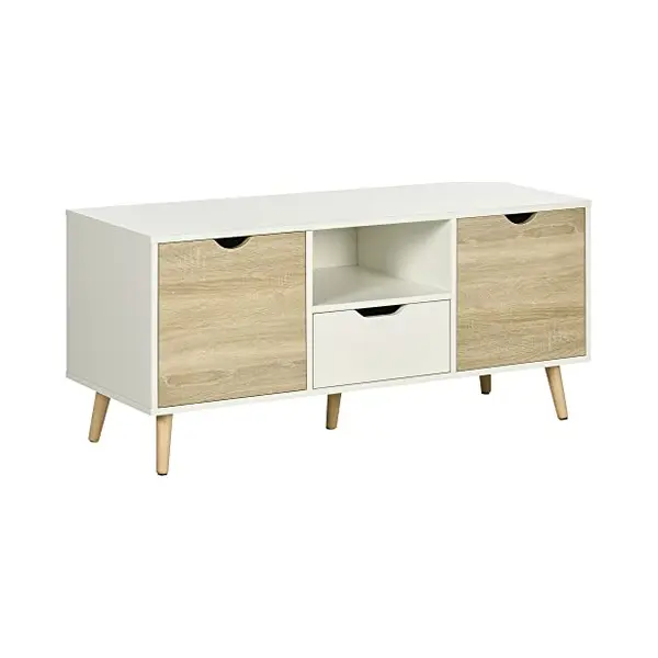 Homcom Tv-kast, Tv-bank, Dressoir, Laag, Opbergkast Op Standaard, Met 2 Houten Kasten, Voor Slaapkamer, Woonkamer, 110 X 40 X 50 Cm thumbnail