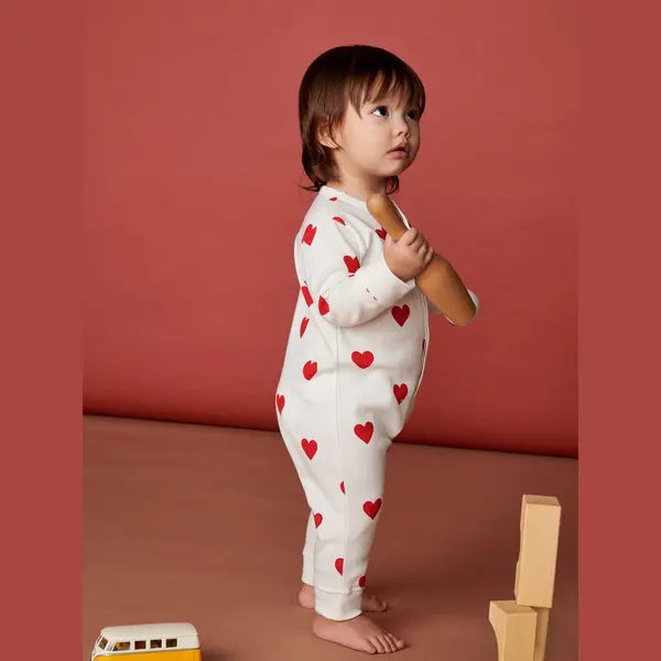 Petit Bateau Baby Mädchen Pyjama Ohne Fuß Für Einen Guten Schlaf, Weiss Marshmallow / Rot Terkuit, 12 Monate thumbnail