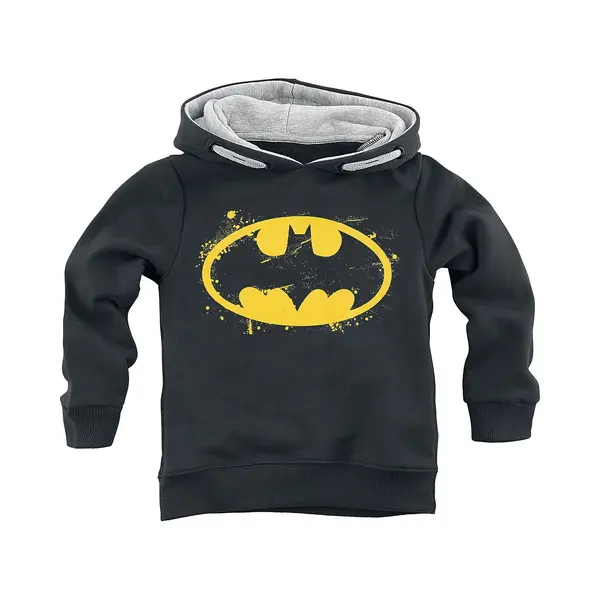 Batman Kids - Spray Logo Unisex Kapuzenpullover Schwarz 140 thumbnail