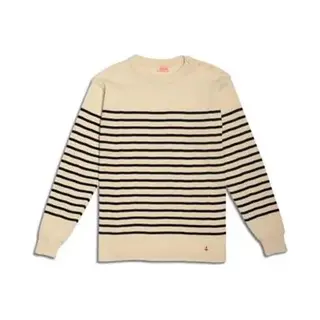 Armor-Lux Molène Pullover Wolle Gestreift Ecru - Größe Xxl