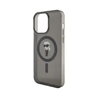 Karl Lagerfeld KLHMP15XHFCKNOK IPhone 15 Pro Max 6, 7" Czarny/zwart Hardcase Iml Ikonik MagSafe (Apple IPhone 15 Pro Max), Smartphonehoes, Zwart