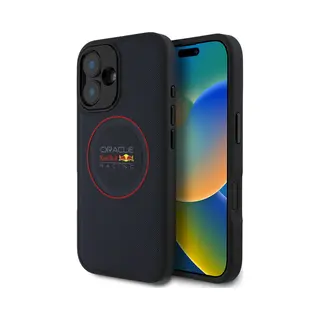 Red Bull RBHMP16S24PUILVR IPhone 16 6.1" Hardcase Granatowy/navy Leather Red Ring MagSafe (Apple IPhone 16), Smartphone Hülle, Blau