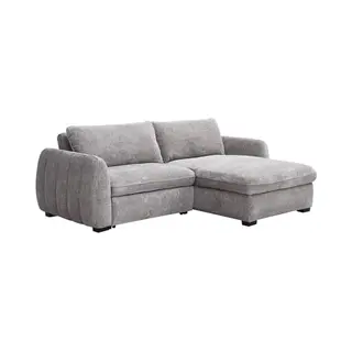 Vente-unique Ecksofa Zum Ausklappen Und Wendbar Aus Grauem Meliertem Stoff - Monavi