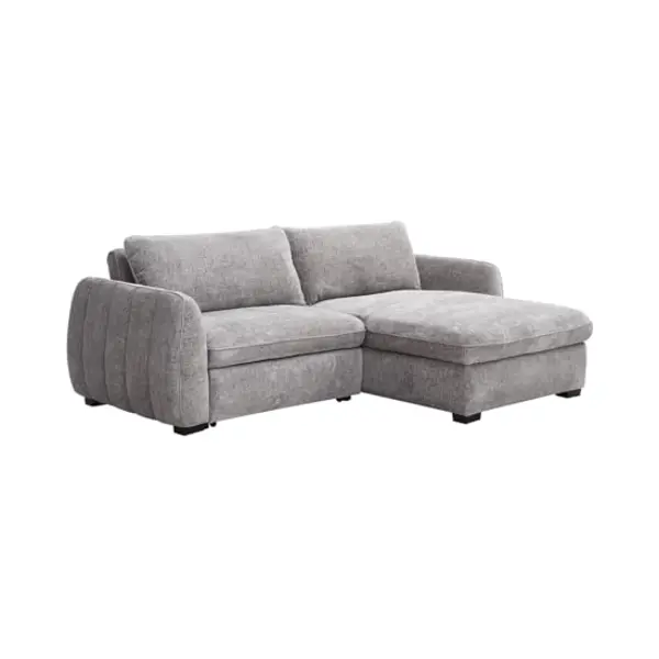 Vente-unique Ecksofa Zum Ausklappen Und Wendbar Aus Grauem Meliertem Stoff - Monavi thumbnail