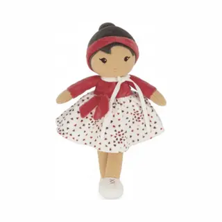 Kaloo - Tendresse - My 1st Fabric Doll Emilie - 25 Cm Rag Doll - Micro Velvet Skirt & Red Wrap - Pretty Gift Box - Customizable Ribbon - From Birth,