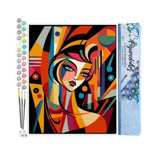 Figured'Art Malen Nach Zahlen Erwachsene Abstrakte Frau Im Picasso Stil - Paint By Numbers Basteln Diy Bastelset 40x50cm Ohne Holzrahmen