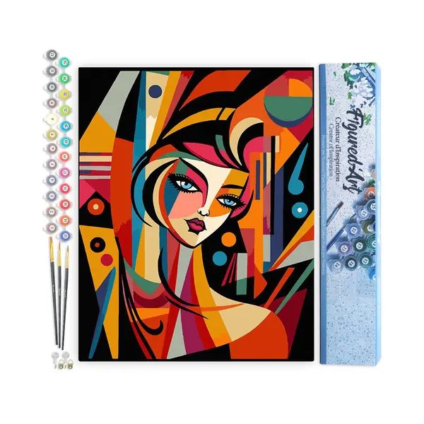 Figured'Art Malen Nach Zahlen Erwachsene Abstrakte Frau Im Picasso Stil - Paint By Numbers Basteln Diy Bastelset 40x50cm Ohne Holzrahmen thumbnail