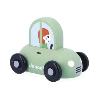 Janod Cross Roads - Houten Groene Auto - Kleine, Makkelijk Te Hanteren Auto - Stimuleert De Fijne Motoriek En Fantasie - Geschikt Vanaf 1 Jaar
