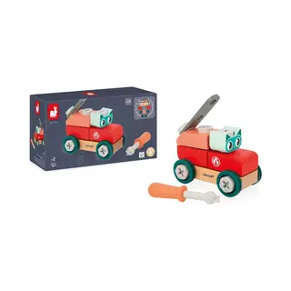 Janod - My First Construction Game - Cat Diy Car - 29 Elements - Pretend Play - Develops Dexterity & Creativity - 36 Months + - J06452